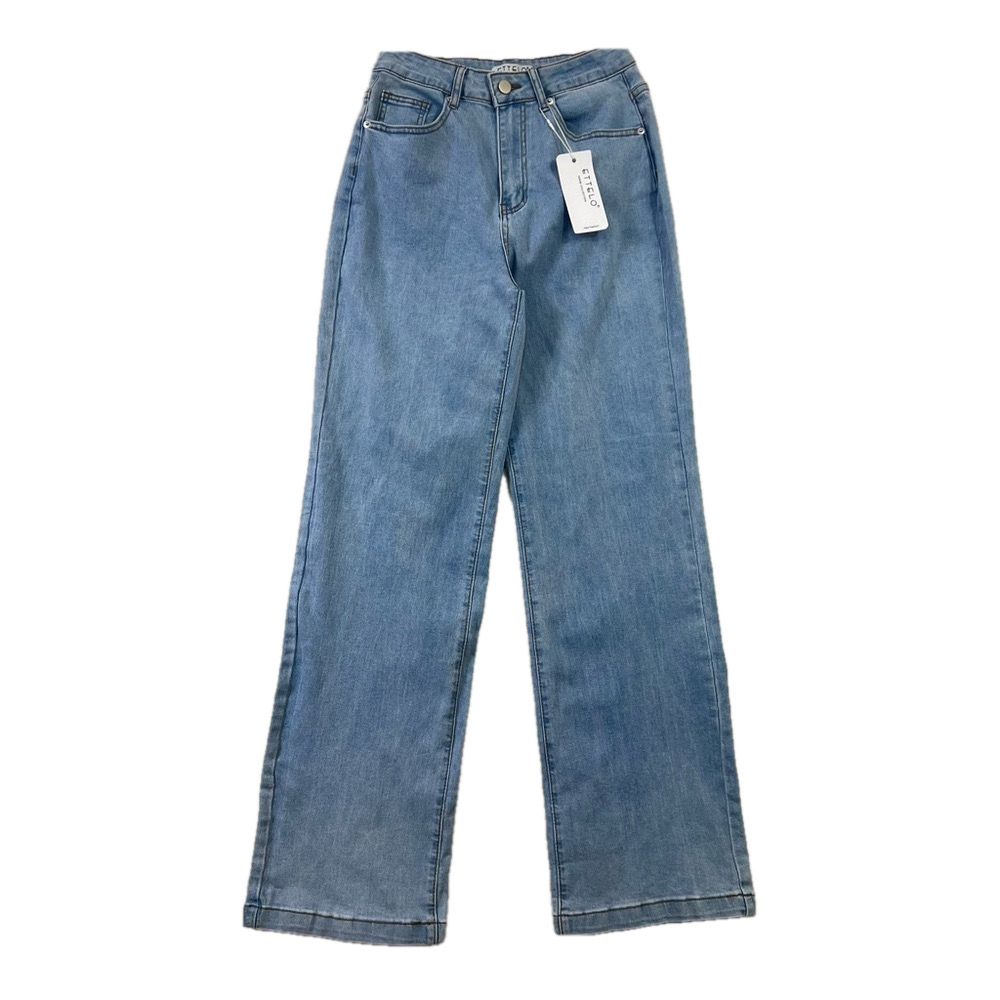 Ettelo Blue Straight Wide Leg High Waisted Jeans Women’s 25x30 Size 6 NWT Y2K